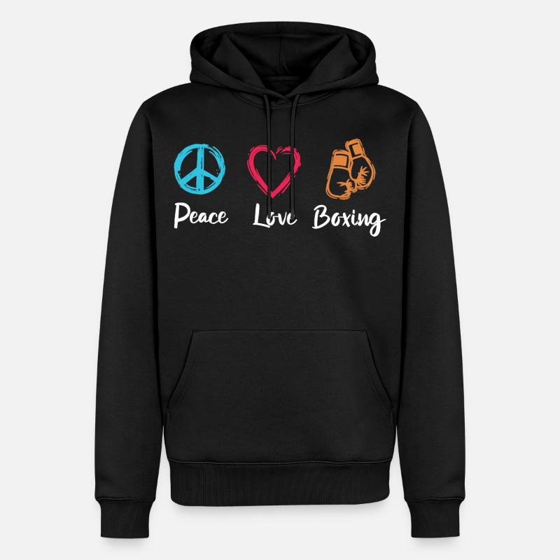Frieden Liebe Boxen - Männer Premium Bio Hoodie - Schwarz