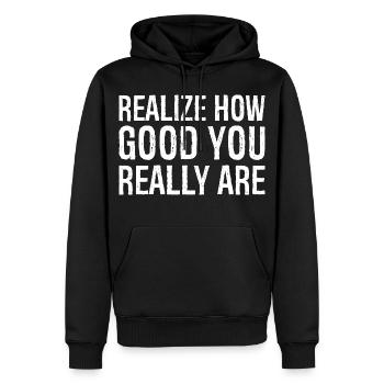 Réalisez à quel point vous êtes vraiment bon - Sweat à capuche Premium bio Homme - noir - Devant - Nico (187cm)