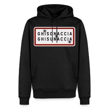 Panneau d’entrée de la ville de Ghisonaccia - Sweat à capuche Premium bio Homme - noir - Devant - Nico (187cm)