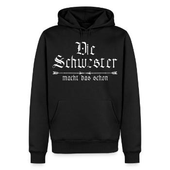 La sœur le fait déjà - Sweat à capuche Premium bio Homme - noir - Devant - Nico (187cm)