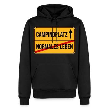 Campingplatz Warnhinweis Design - Männer Premium Bio Hoodie - Schwarz - Vorne - Nico (187cm)