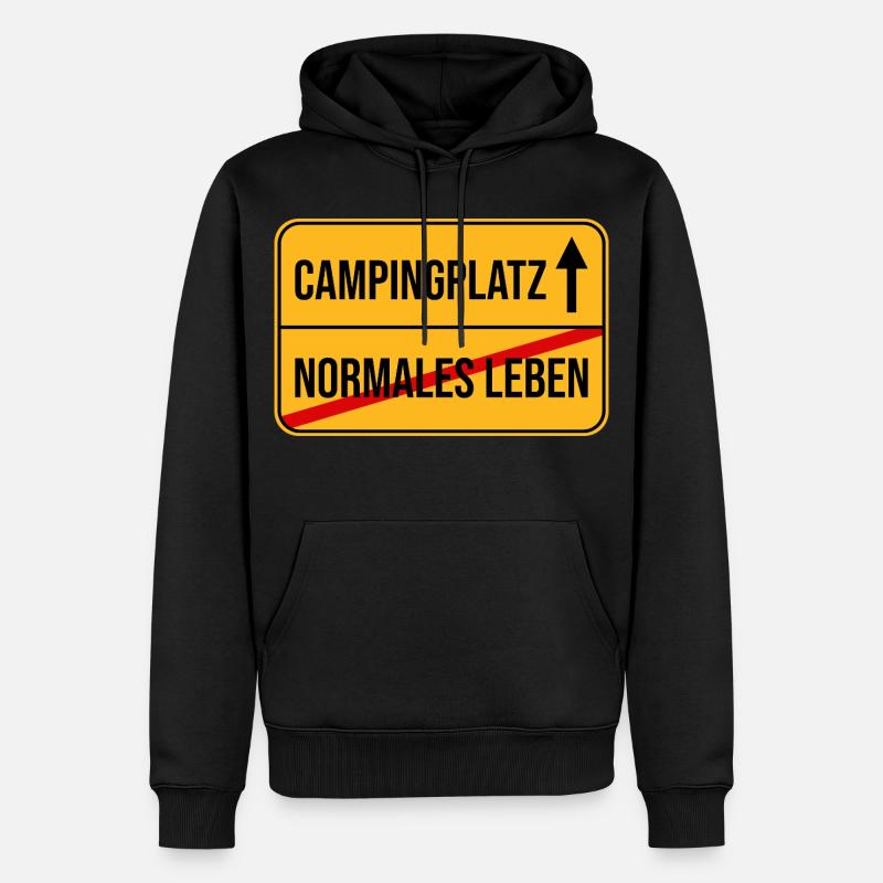 Campingplatz Warnhinweis Design - Männer Premium Bio Hoodie - Schwarz