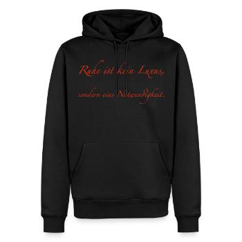 Tranquility is not a luxury - Men’s Premium Organic Hoodie - black - Front - Nico (187cm)