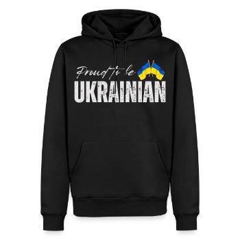 Stolzer Ukrainer, ich liebe die Ukraine - Männer Premium Bio Hoodie - Schwarz - Vorne - Nico (187cm)