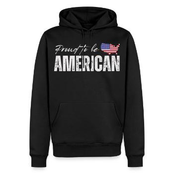 Stolzer Amerikaner, ich liebe Amerika - Männer Premium Bio Hoodie - Schwarz - Vorne - Nico (187cm)