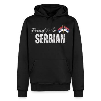 Serbe fier, j’adore la Serbie - Sweat à capuche Premium bio Homme - noir - Devant - Nico (187cm)