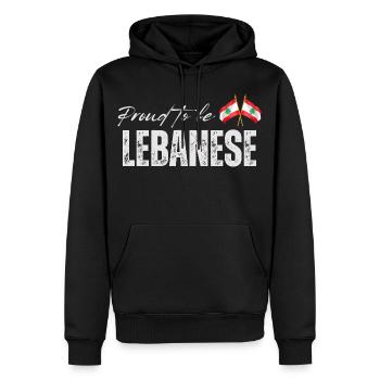 Libanais fier, j’aime le Liban - Sweat à capuche Premium bio Homme - noir - Devant - Nico (187cm)