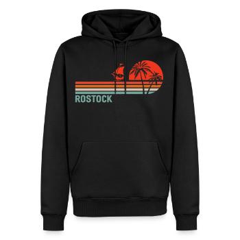Ambiance du coucher de soleil à Rostock - Sweat à capuche Premium bio Homme - noir - Devant - Nico (187cm)