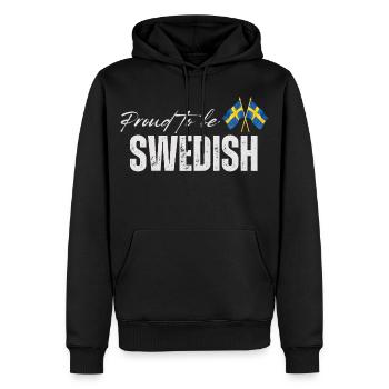 Fière Suédoise, j’adore la Suède - Sweat à capuche Premium bio Homme - noir - Devant - Nico (187cm)