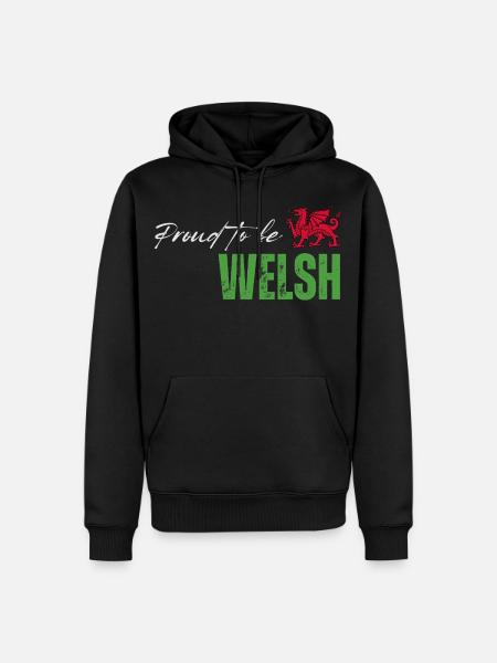Proud Welsh, I love Wales - Men’s Premium Organic Hoodie - black