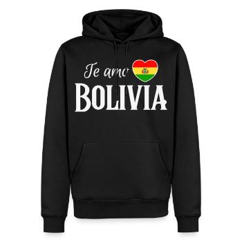 Ich liebe Bolivien, made in Bolivia - Männer Premium Bio Hoodie - Schwarz - Vorne - Nico (187cm)