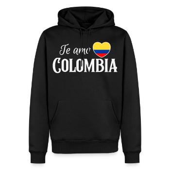 J’aime la Colombie, fierté colombienne - Sweat à capuche Premium bio Homme - noir - Devant - Nico (187cm)