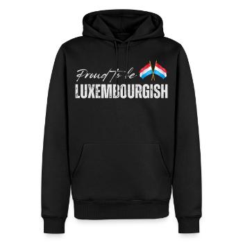 Luxembourgeoise fière, j’adore le Luxembourg - Sweat à capuche Premium bio Homme - noir - Devant - Nico (187cm)