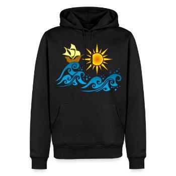 Voyage pour un monde meilleur - Sweat à capuche Premium bio Homme - noir - Devant - Nico (187cm)
