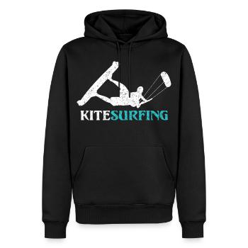Ride the Wind – Kitesurf Style - Männer Premium Bio Hoodie - Schwarz - Vorne - Nico (187cm)
