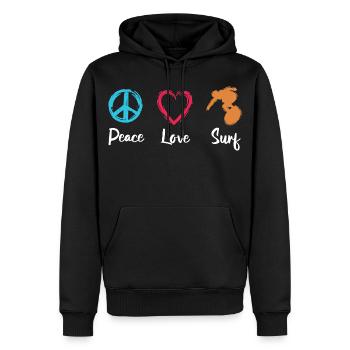Peace Love Surf - Sweat à capuche Premium bio Homme - noir - Devant - Nico (187cm)