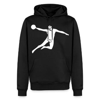 Lancer de puissance de water-polo - Sweat à capuche Premium bio Homme - noir - Devant - Nico (187cm)