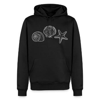 Coquillage, Étoile de mer, Escargot - blanc - Sweat à capuche Premium bio Homme - noir - Devant - Nico (187cm)