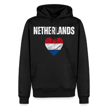 J’aime la Hollande, drapeau de la Hollande - Sweat à capuche Premium bio Homme - noir - Devant - Nico (187cm)