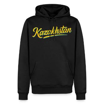 Kazakhstan Eagle Sun Flag Lettering Gift - Men’s Premium Organic Hoodie - black - Front - Nico (187cm)