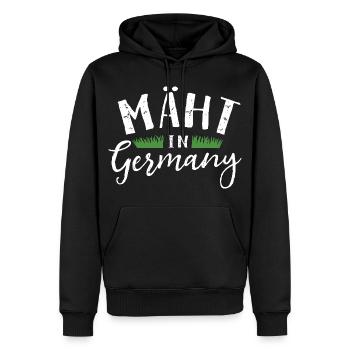 Mäht in Germany - Rasenmäher - Mähen - Wortspiel - Männer Premium Bio Hoodie - Schwarz - Vorne - Nico (187cm)