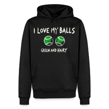 Liebe meine Bälle Tennis Lustiges Design - Männer Premium Bio Hoodie - Schwarz - Vorne - Nico (187cm)
