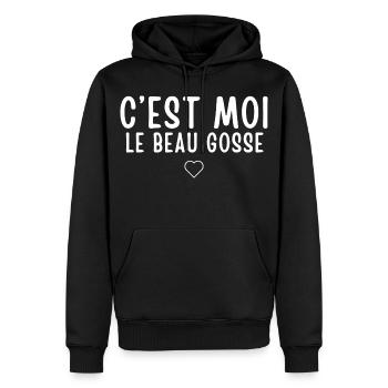 C'est Moi Le Beau Gossé - Style Décontracté - Sweat à capuche Premium bio Homme - noir - Devant - Nico (187cm)