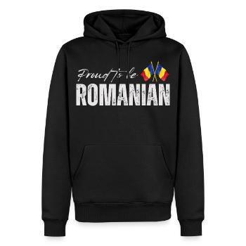 Fierté roumaine, j’adore la Roumanie - Sweat à capuche Premium bio Homme - noir - Devant - Nico (187cm)
