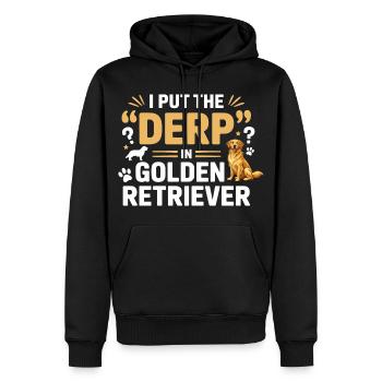 drôle Golden retriever Derp chien design - Sweat à capuche Premium bio Homme - noir - Devant - Nico (187cm)