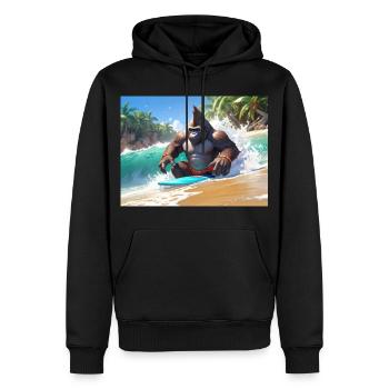 Gorille surfur tropical - Sweat à capuche Premium bio Homme - noir - Devant - Nico (187cm)