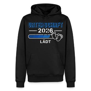 VATERSCHAFT 2026 LÄDT Bald Papa Lustig - Männer Premium Bio Hoodie - Schwarz - Vorne - Nico (187cm)