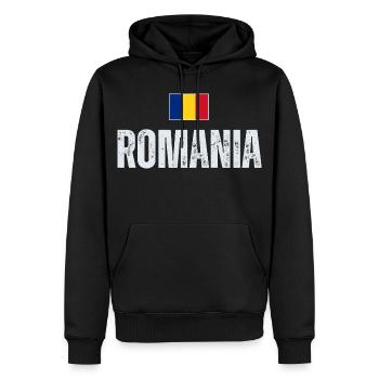J'aime la Roumanie, la fierté roumaine - Sweat à capuche Premium bio Homme - noir - Devant - Nico (187cm)