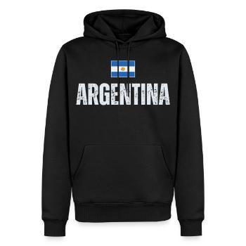 Fierté argentine, j’adore l’Argentine - Sweat à capuche Premium bio Homme - noir - Devant - Nico (187cm)