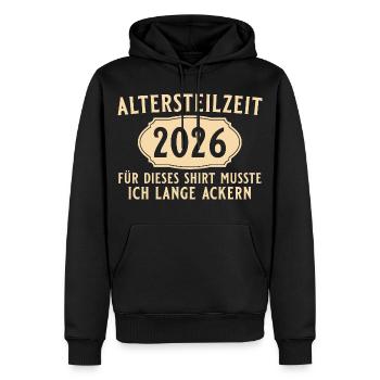 Partial retirement 2026 - Lange Ackern - early retirement - Men’s Premium Organic Hoodie - black - Front - Nico (187cm)