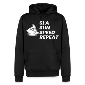 Lustige Jetski-Sommer-Geschwindigkeitswiederholung - Männer Premium Bio Hoodie - Schwarz - Vorne - Nico (187cm)