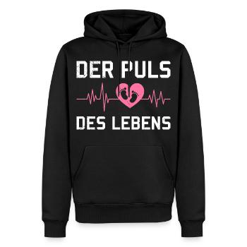 Werdende Mutter DER PULS DES LEBENS Lustig - Männer Premium Bio Hoodie - Schwarz - Vorne - Nico (187cm)