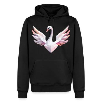 Cygne géométrique aux couleurs pastel - Sweat à capuche Premium bio Homme - noir - Devant - Nico (187cm)