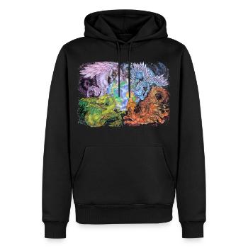 Fantasy Saisons Dragons Terre Mythologie - Sweat à capuche Premium bio Homme - noir - Devant - Nico (187cm)