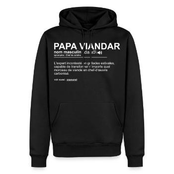 Fête des pères Papa Barbecue - Sweat à capuche Premium bio Homme - noir - Devant - Nico (187cm)