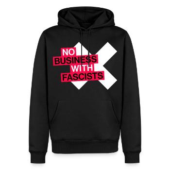 PAS D’AFFAIRES AVEC LES FASCISTES - Sweat à capuche Premium bio Homme - noir - Devant - Nico (187cm)