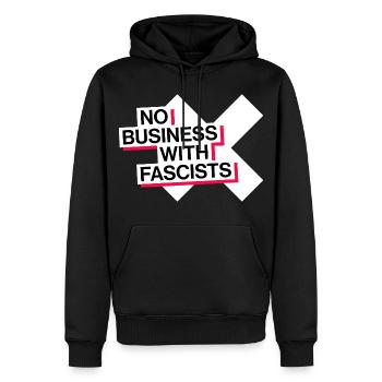 PAS D’AFFAIRES AVEC LES FASCISTES - Sweat à capuche Premium bio Homme - noir - Devant - Nico (187cm)