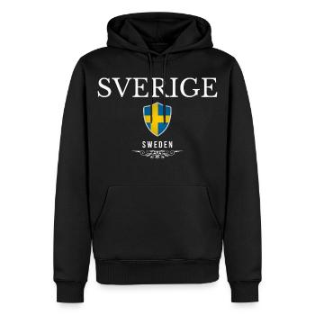 Schwedischer Patriot, minimalistisches, elegantes Design - Männer Premium Bio Hoodie - Schwarz - Vorne - Nico (187cm)