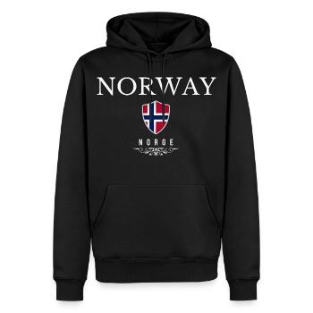 Norwegischer Patriot, minimalistisches, elegantes Design - Männer Premium Bio Hoodie - Schwarz - Vorne - Nico (187cm)