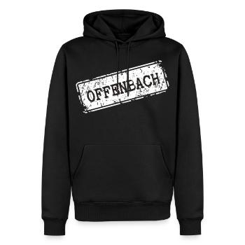 Retro Offenbach Design - Männer Premium Bio Hoodie - Schwarz - Vorne - Nico (187cm)