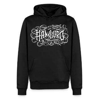 Hamburg Heavy Metal Headbanger Typografie - Männer Premium Bio Hoodie - Schwarz - Vorne - Nico (187cm)