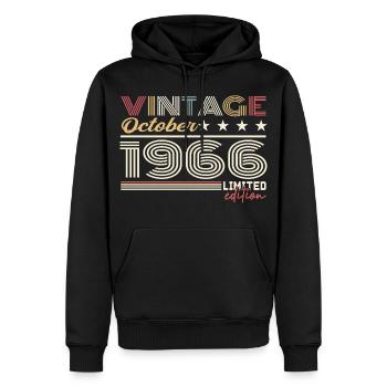 Octobre 1966 rétro anniversaire 1966 Octobre 1966  - Sweat à capuche Premium bio Homme - noir - Devant - Nico (187cm)
