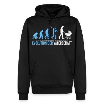Werdender Vater EVOLUTION DER VATERSCHAFT Lustig - Männer Premium Bio Hoodie - Schwarz - Vorne - Nico (187cm)