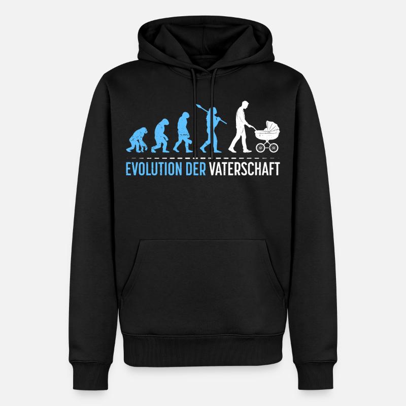 Werdender Vater EVOLUTION DER VATERSCHAFT Lustig - Männer Premium Bio Hoodie - Schwarz