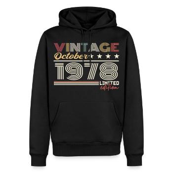 Octobre 1978 rétro anniversaire 1978 Octobre 1978  - Sweat à capuche Premium bio Homme - noir - Devant - Nico (187cm)