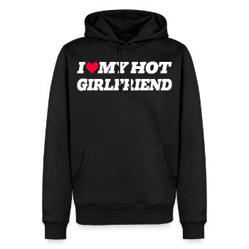 I love my hot girlfriend - Männer Premium Bio Hoodie - Schwarz - Vorne - Nico (187cm)